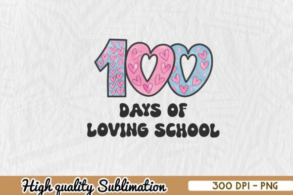 100 Days of Loving School Hearts PNG