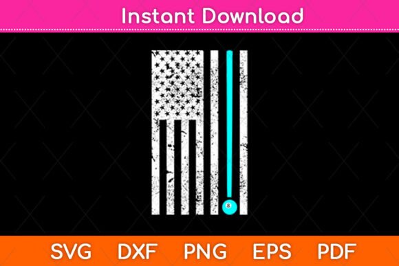 Billiard Stick American Flag Svg Design
