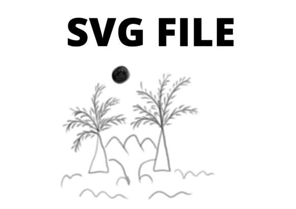 BLACK COCONUT TREE SVG CRAFT SUN BEACH