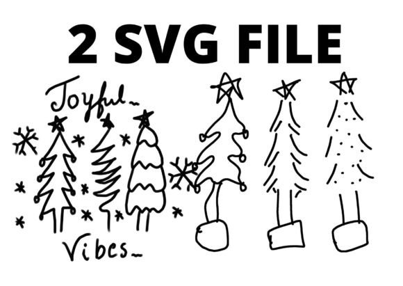Christmas Trees Black Svg Holiday Retro