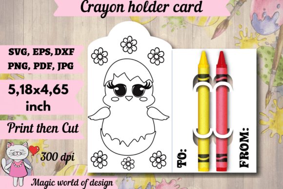 Easter Chick Crayon Holder Card Svg: Graphics for Crafts