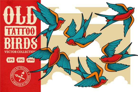 Old School Tattoo Birds: Graphics with a Handmade Vibe