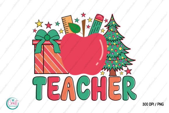 Retro Christmas Teacher Sublimation Graphics