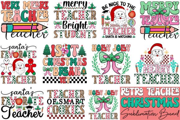Retro Teacher Christmas Sublimation Bund