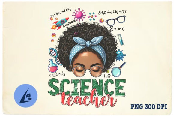 Science Teacher Afro Messy Bun PNG: Graphics and Crafts